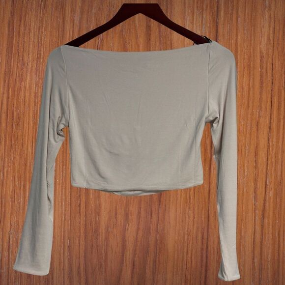 Ser.o.Ya Womens Artemis Top Size L Cream Cut Out Long Sleeves Cropped NWT - Picture 5 of 10
